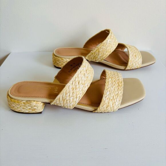Joie Niki Raffia Braided Straw Block Heel Sandal – Natural, Size 7 - Picture 3 of 6